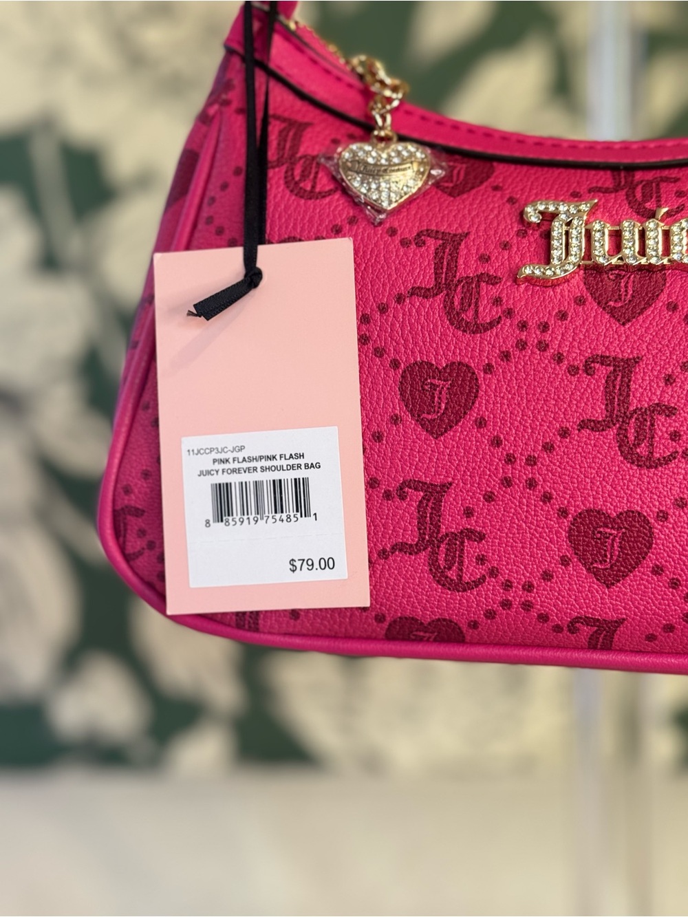 Juicy Couture Hot Pink Logo Heart Shoulder Bag - Picture 3 of 7